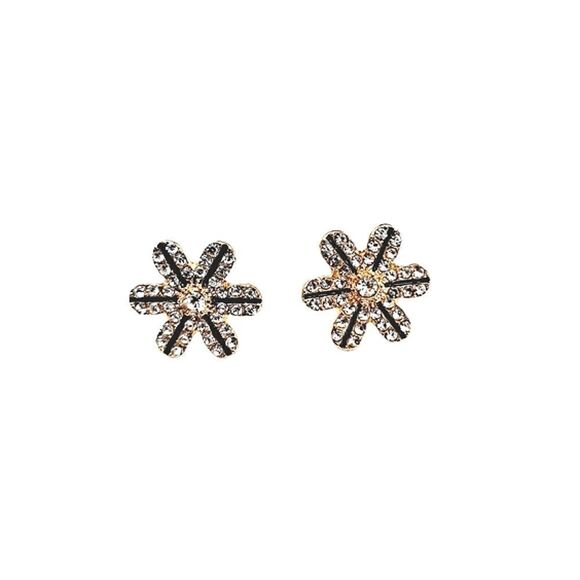 💖 2/$30 Gold tone Flower Rhinestone Cute small dainty Stud cocktail Earrings - Picture 6 of 8